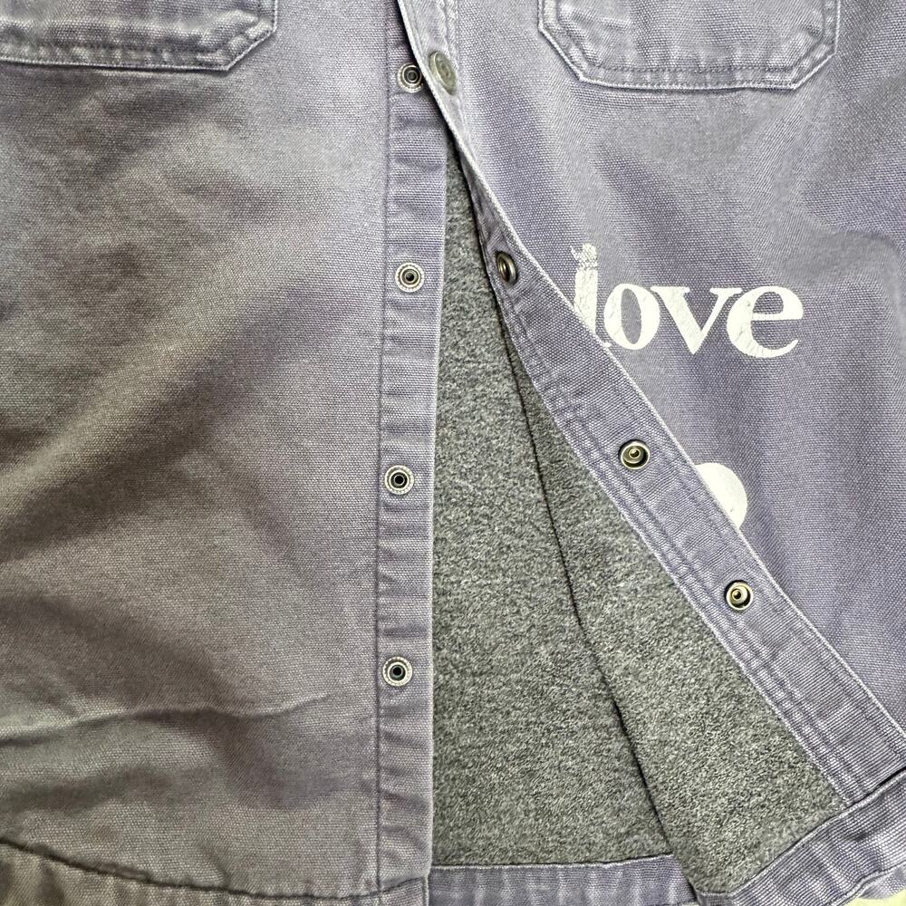 Duluth Trading Fleece Lined Canvas Shirt Jacket Shacket Love Heart Workwear M - Picture 7 of 16